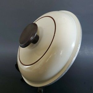 Vtg 1970s Regal Club Aluminum Replacement Pan Lid-Beige Cover w/ Brown pinstripe